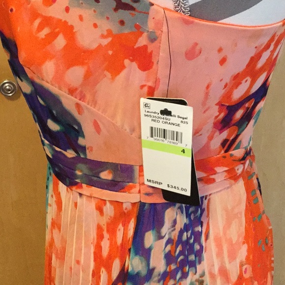 Pleat Gauze Halter Gown LAUNDRY BY SHELLI SEGAL - Picture 4 of 8